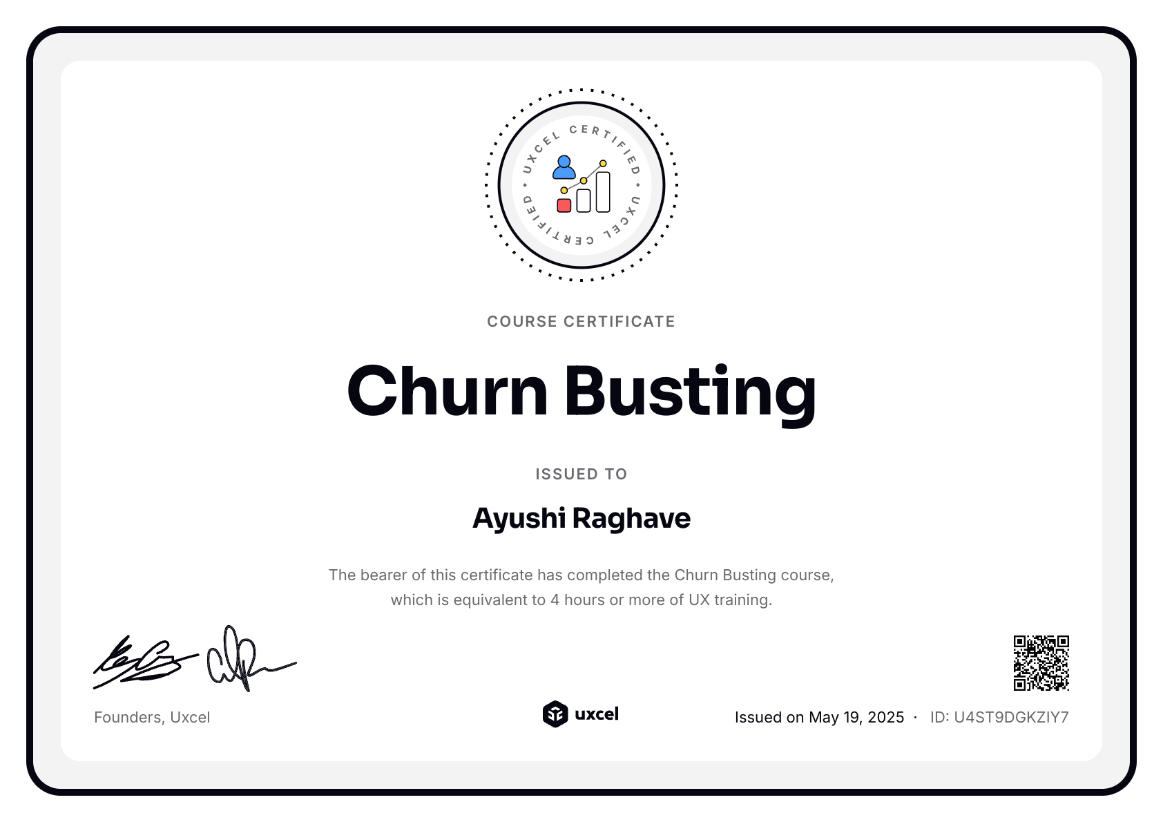 Ayushi Raghave's certificate